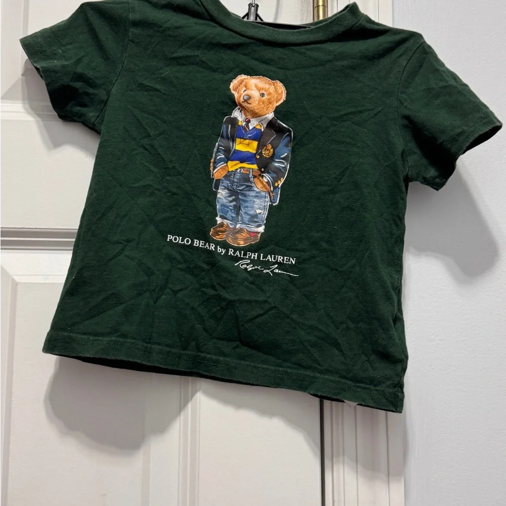 Polo by Ralph Lauren Kids Green T-Shirt with Bear Graphic 24 months